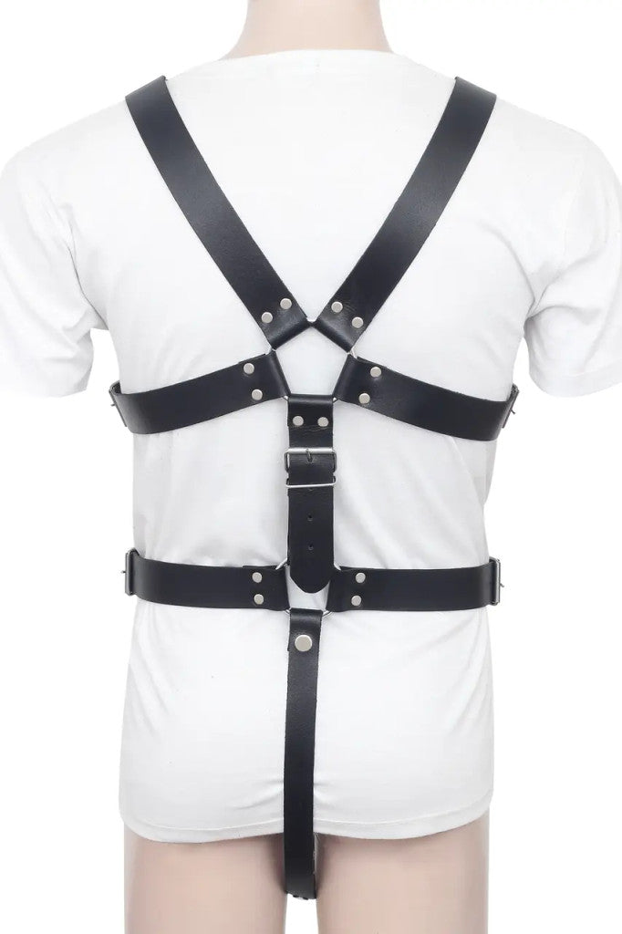 bulldog harness, leather harness with cock ring, adjustable leather harness, bdsm chest harness, fetish harness, bulldog harness leather