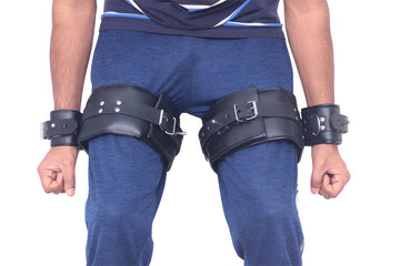 Bondage Wrist to Thigh Leather Handcuffs