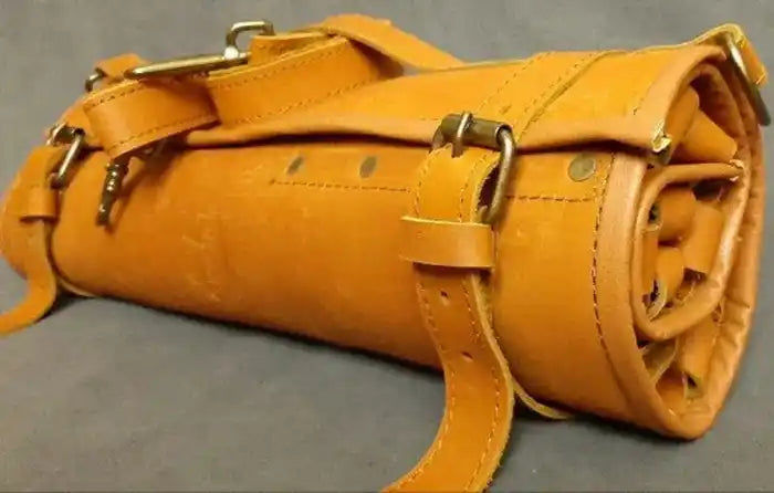 Yellow Leather Chef Knife Roll