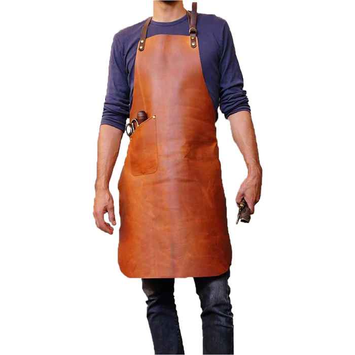 Men’s Genuine Brown Leather Barber Apron