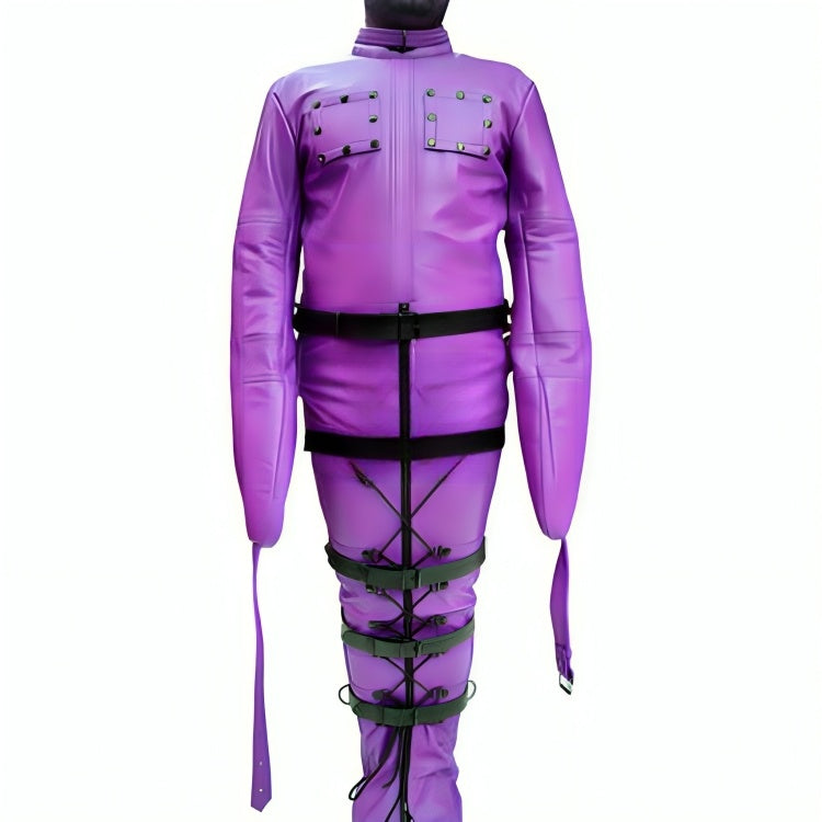 leather sleepsack bondage, full body restraint sack, BDSM leather sleepsack, padded leather bondage bag, adjustable restraint sack