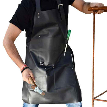 Genuine Black Leather Butcher Aprons with Straps