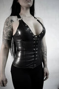 leather corset, black leather corset with quilted design, black leather corset, leather top corset