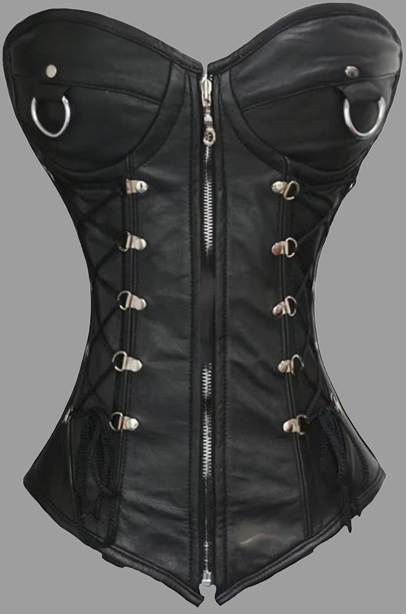 leather corset, leather overbust corset, black overbust corset