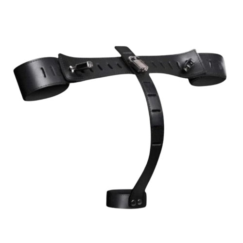 Waist to Ball Cuffs, Leather Waist Balls Cuffs, Black Cuffs, Leather Balls Cuffs, Leather Handcuffs