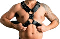 Model wear a Chest Leather Harness - Front Image