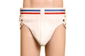 white leather jockstrap, adjustable leather underwear, BDSM jockstrap, men’s leather jockstrap