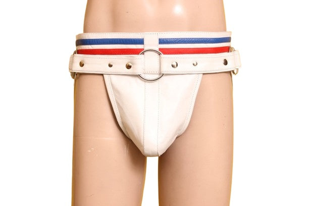O-ring leather jockstrap, adjustable leather underwear, BDSM jockstrap, men’s fetish jockstrap