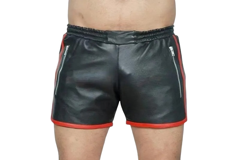Black Leather Shorts for Men