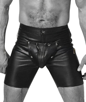 Genuine Leather Kinky Shorts For Bikers