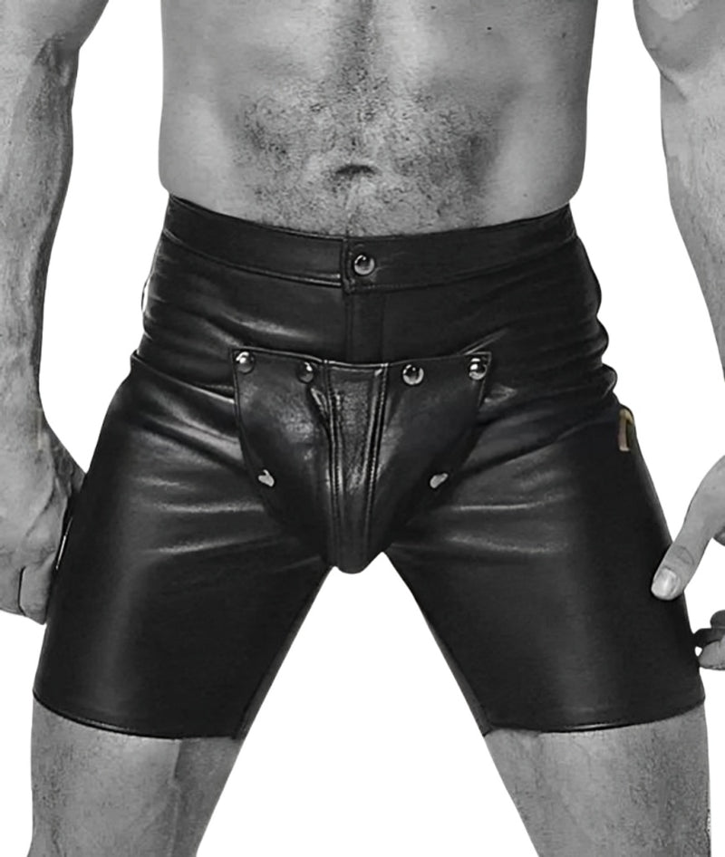 leather shorts, leather shorts bondage, leather shorts bdsm, leather gay shorts, gay leather shorts, leather kinky shorts