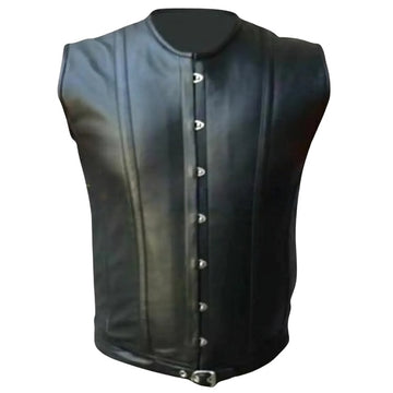 Steel Boned Victorian Style Leather Vest For Men