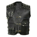 leather vest, gay leather vest, leather vest bdsm, bondage leather vest, Leather Biker Waistcoat