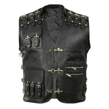 Classic Mens Leather Biker Vest