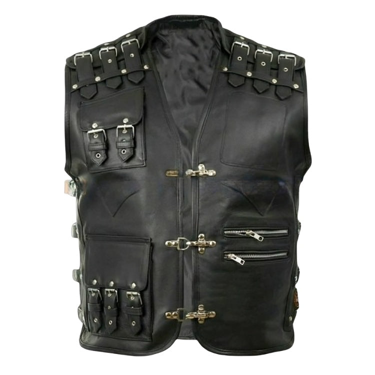 leather vest, gay leather vest, leather vest bdsm, bondage leather vest, Leather Biker Waistcoat