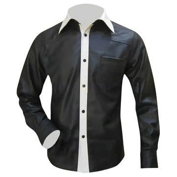 Premium Leather Men's Long Sleeve Shirt