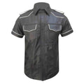 leather shirt, gay leather shirt, leather shirt  bdsm, bondage leather shirt, Short Sleeve Shirt