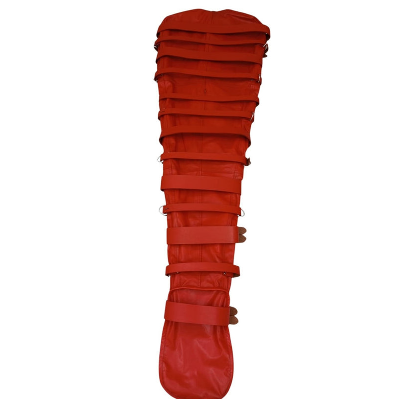 red leather sleepsack, BDSM sleepsack, leather restraint sack