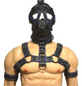 Leather bondage muzzle, leather harness, muzzle gag, muzzle with harness and biceps cuffs 