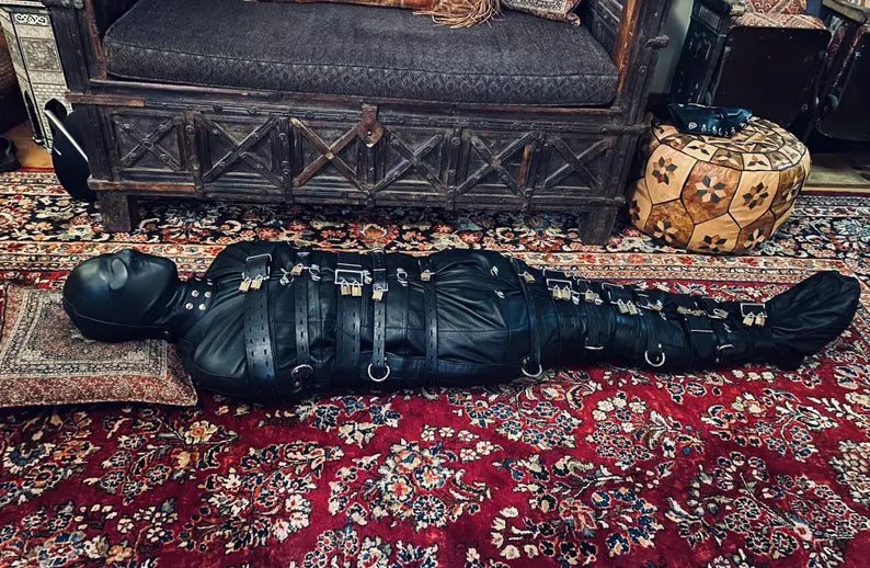 Premium leather sleepsack for full-body bondage