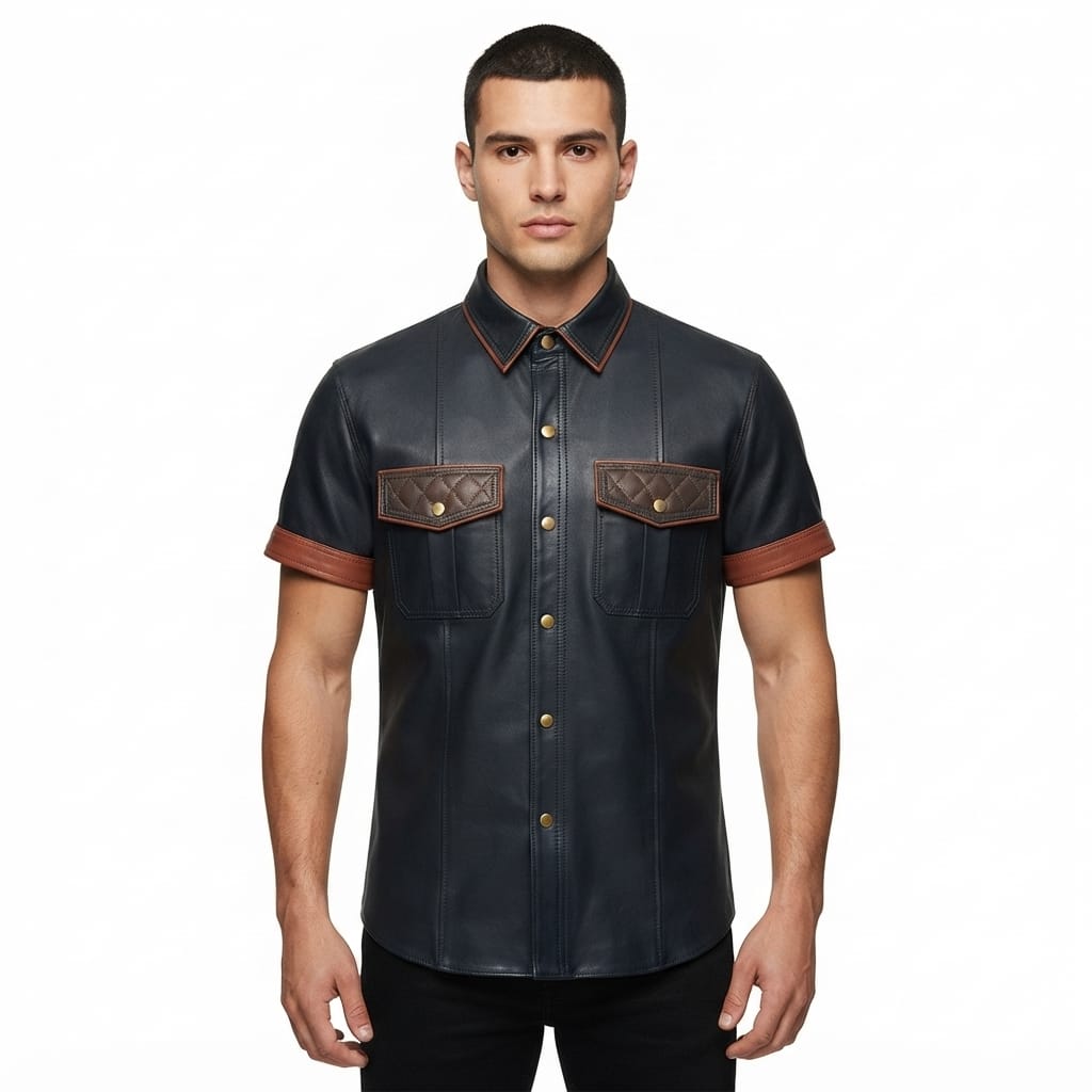 leather shirt, gay leather shirt, leather shirt  bdsm, bondage leather shirt, leather gay shirt